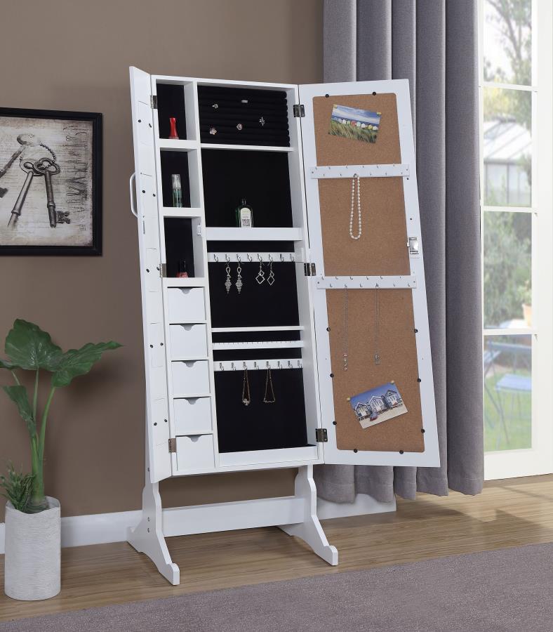 Doyle Cheval Mirror with Jewelry Storage White - 904031