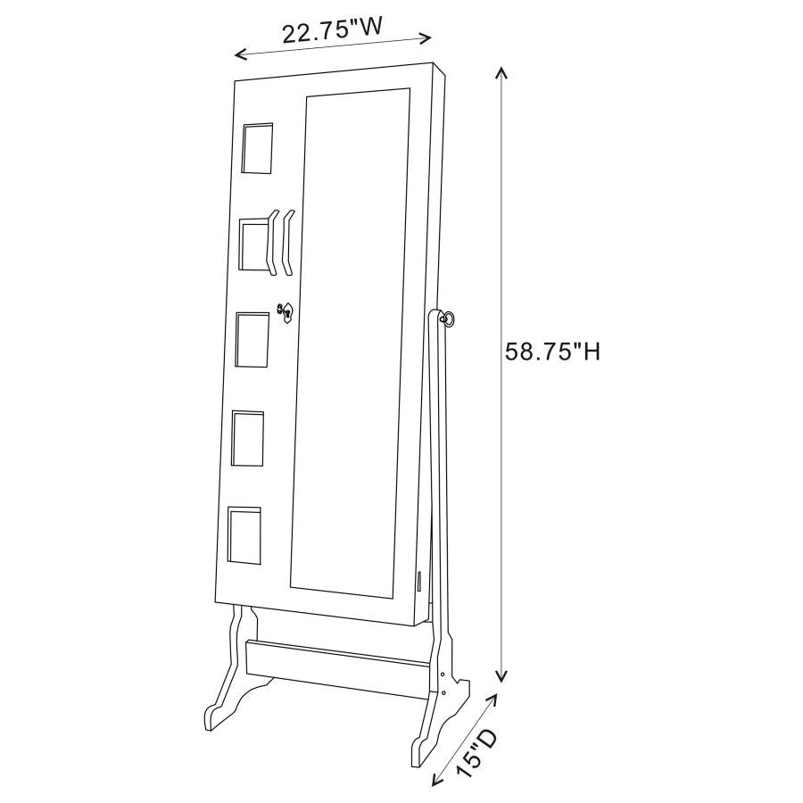Doyle Cheval Mirror with Jewelry Storage White - 904031
