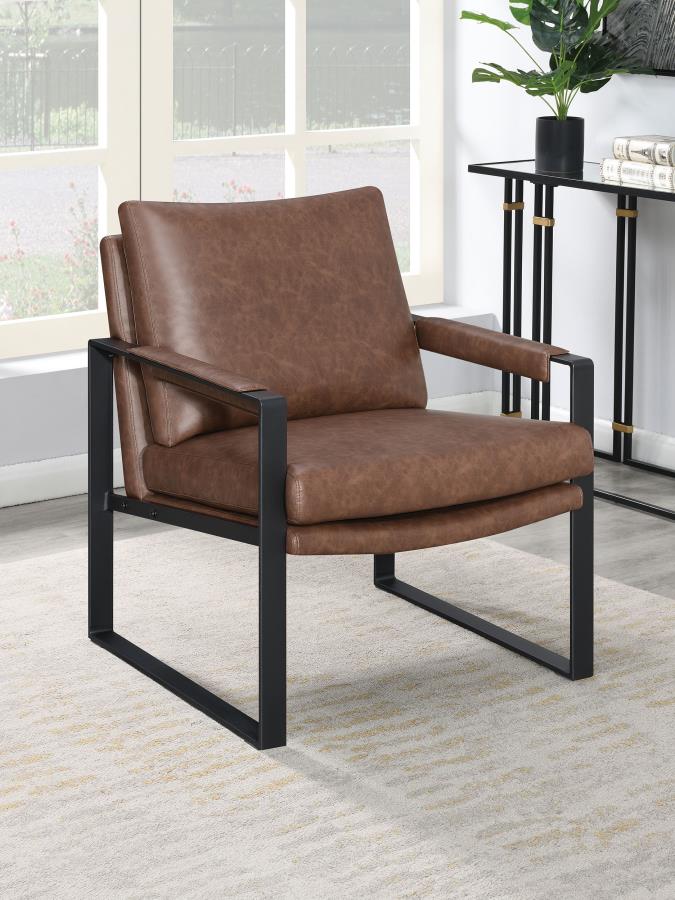Rosalind Upholstered Track Arm Accent Chair Brown - 904112