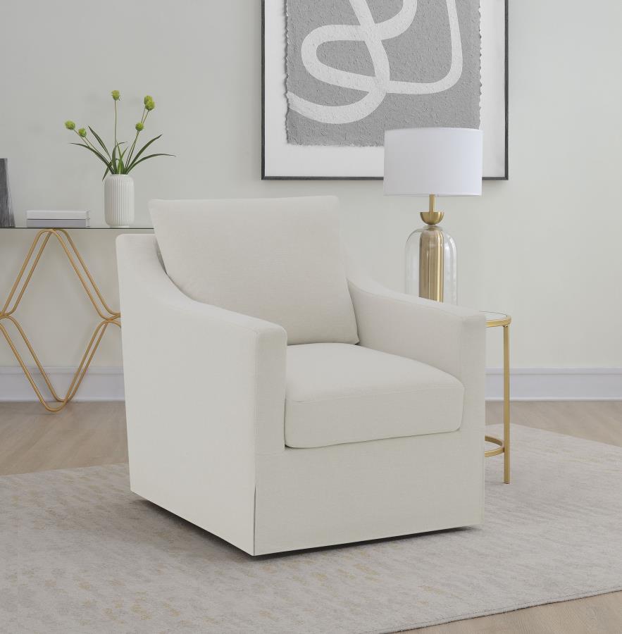 Winter Upholstered Sloped Arm Accent Swivel Chair Beige - 904133