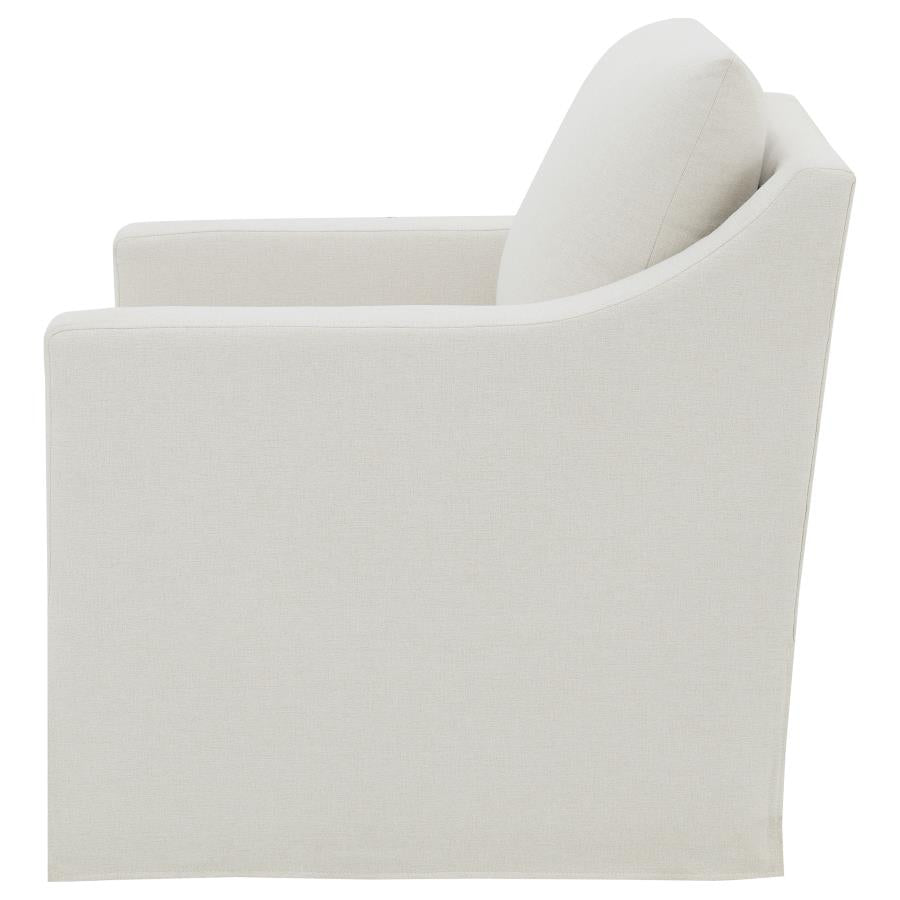 Winter Upholstered Sloped Arm Accent Swivel Chair Beige - 904133