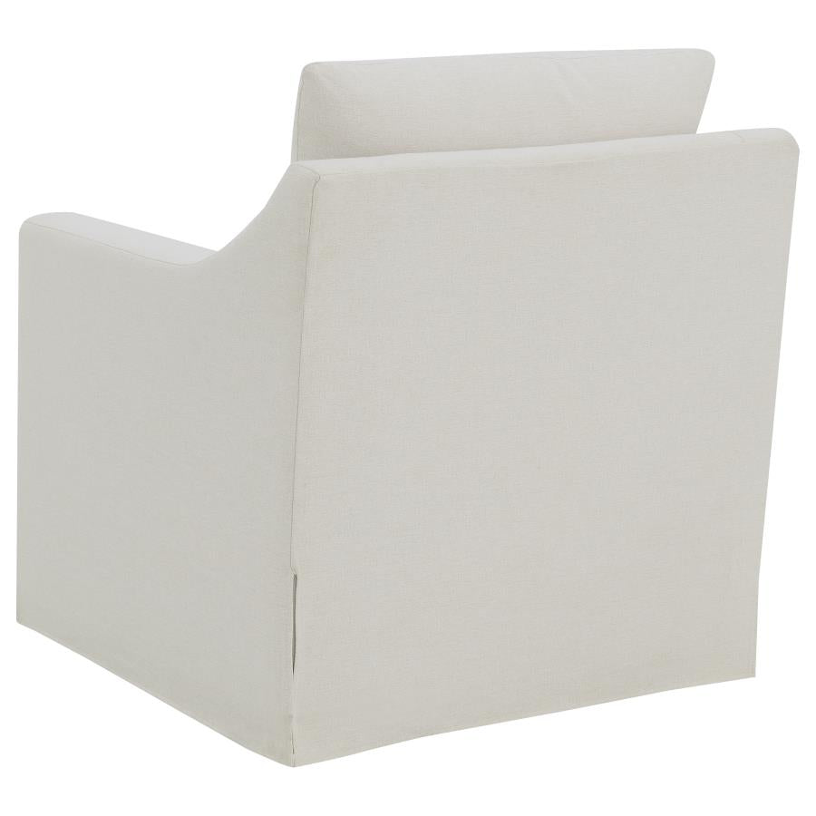 Winter Upholstered Sloped Arm Accent Swivel Chair Beige - 904133