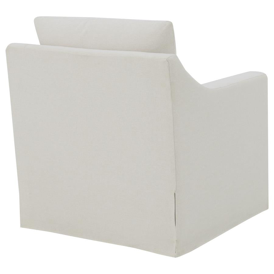 Winter Upholstered Sloped Arm Accent Swivel Chair Beige - 904133