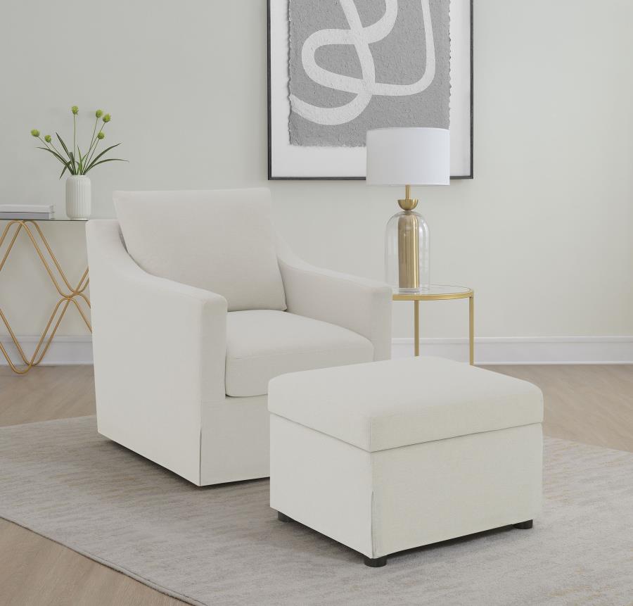 Winter Upholstered Sloped Arm Accent Swivel Chair Beige - 904133