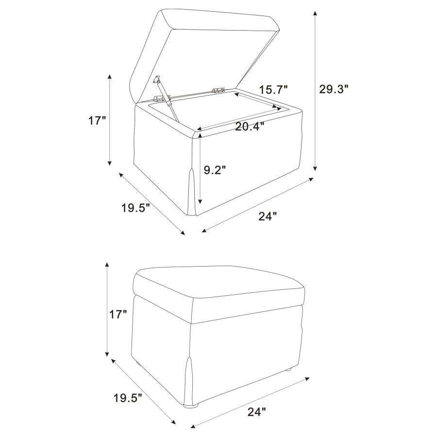 Winter Upholstered Hydraulic Lift Top Storage Ottoman Beige - 904134