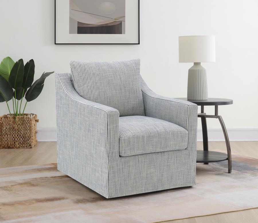 Winter Upholstered Sloped Arm Accent Swivel Chair Grey - 904137