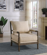 Blanchett Upholstered Bobbin Accent Chair Beige and Natural - 905362
