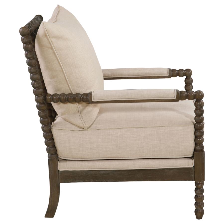Blanchett Upholstered Bobbin Accent Chair Beige and Natural - 905362