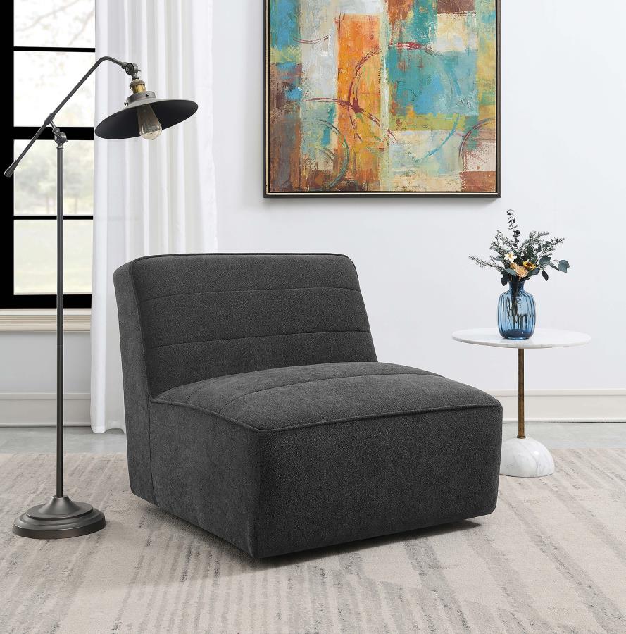 Cobie Upholstered Armless Swivel Chair Dark Charcoal - 905713
