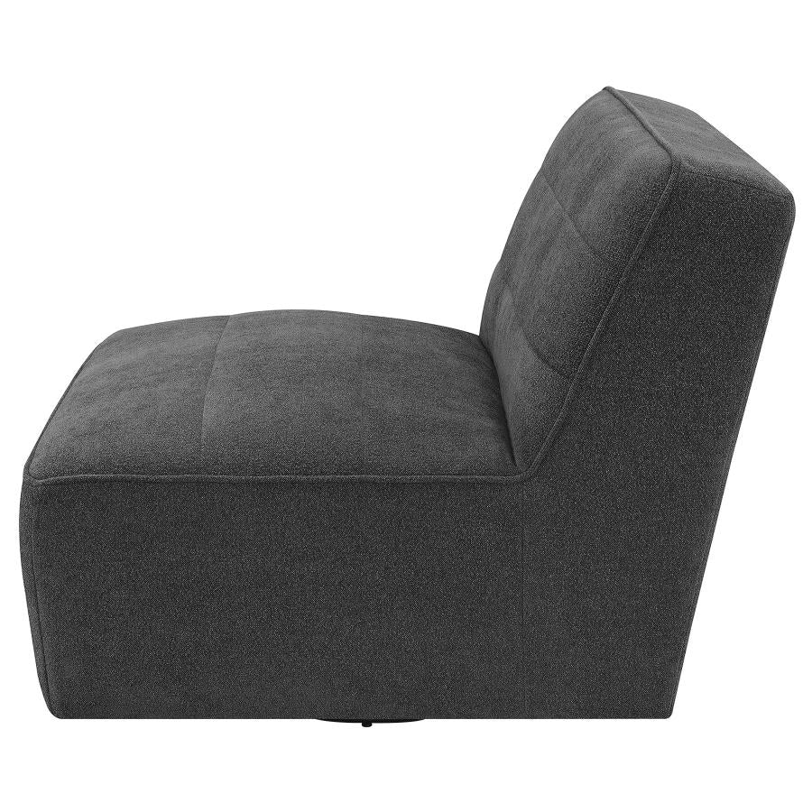 Cobie Upholstered Armless Swivel Chair Dark Charcoal - 905713