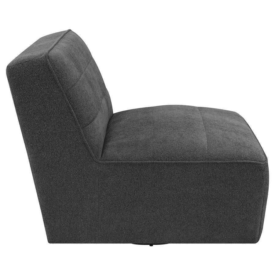 Cobie Upholstered Armless Swivel Chair Dark Charcoal - 905713