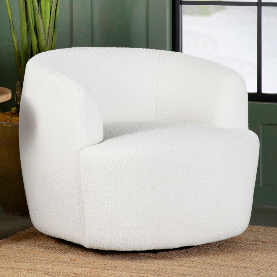 Hudson Faux Sheepskin Upholstered Swivel Chair Natural - 905726