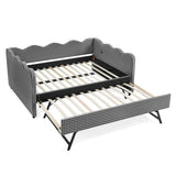 Gingham Daybed With USB Charging Port, Wave-Shaped Design