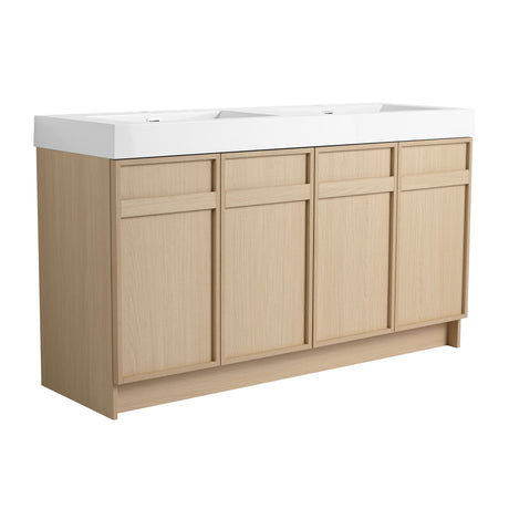 Freestanding Bathroom Vanity With Resin Sink & Soft Close Cabinet Doors