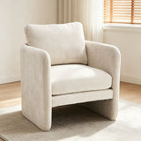 Armchair With Low Profile Curved Frame - Beige