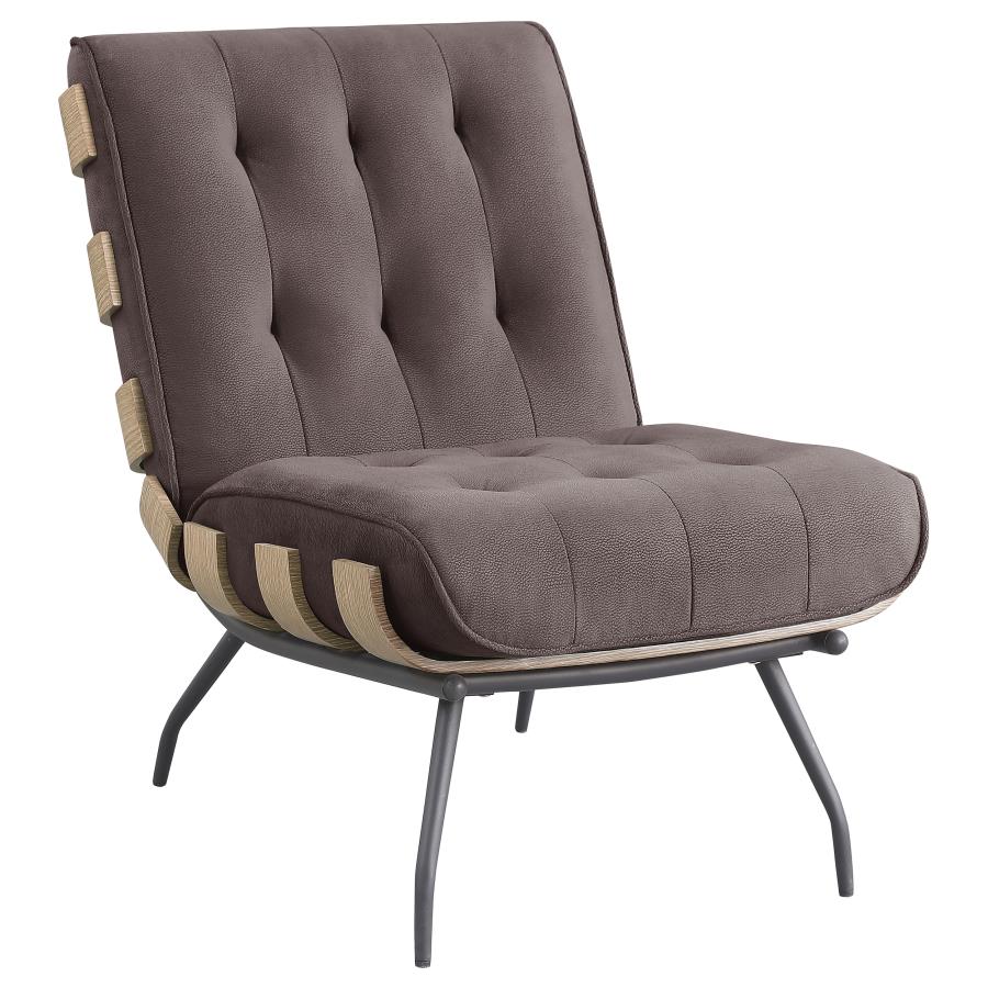 Aloma Upholstered Tufted Armless Accent Chair Brown - 907503