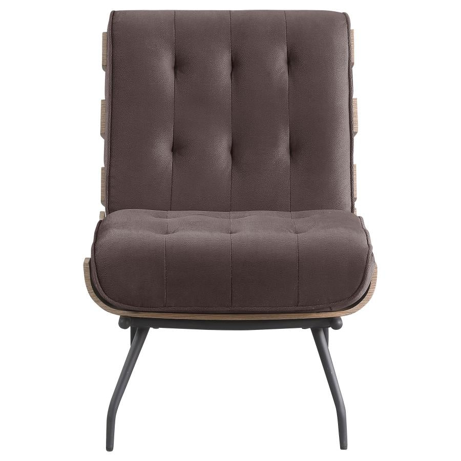 Aloma Upholstered Tufted Armless Accent Chair Brown - 907503