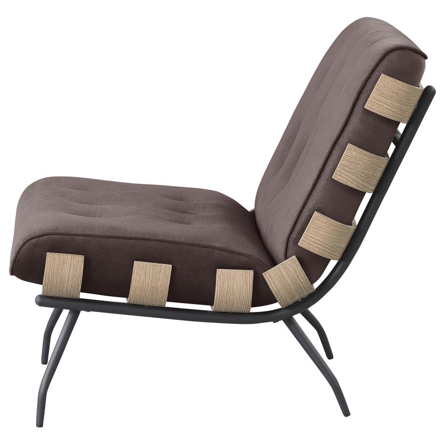 Aloma Upholstered Tufted Armless Accent Chair Brown - 907503