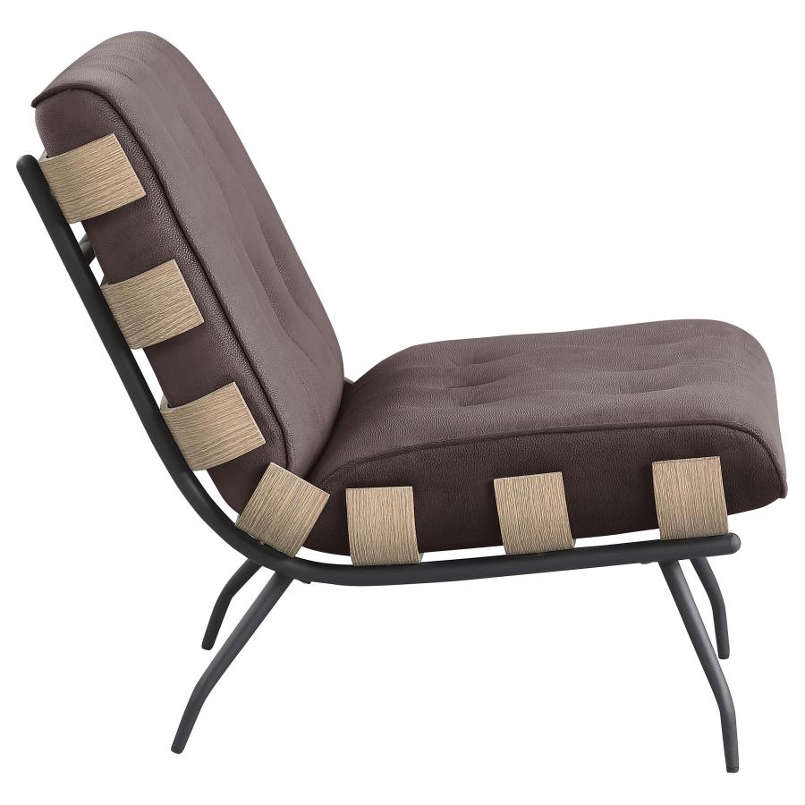 Aloma Upholstered Tufted Armless Accent Chair Brown - 907503