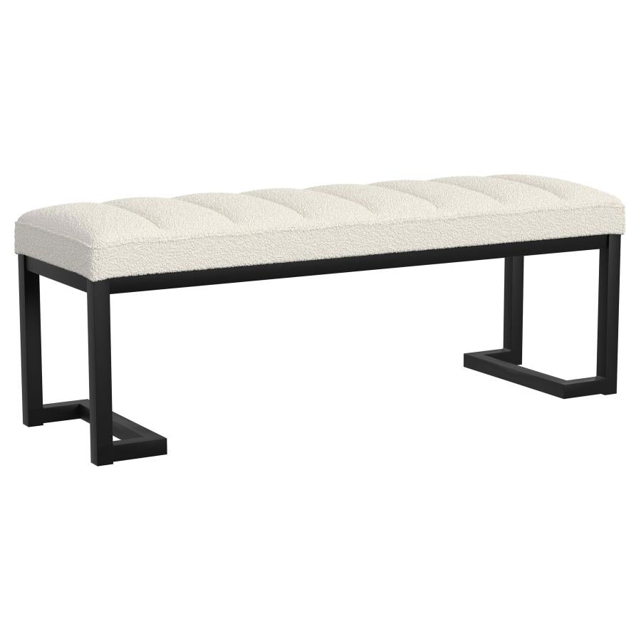 Mesa Boucle Upholstered Tufted Accent Bench Vanilla - 907514