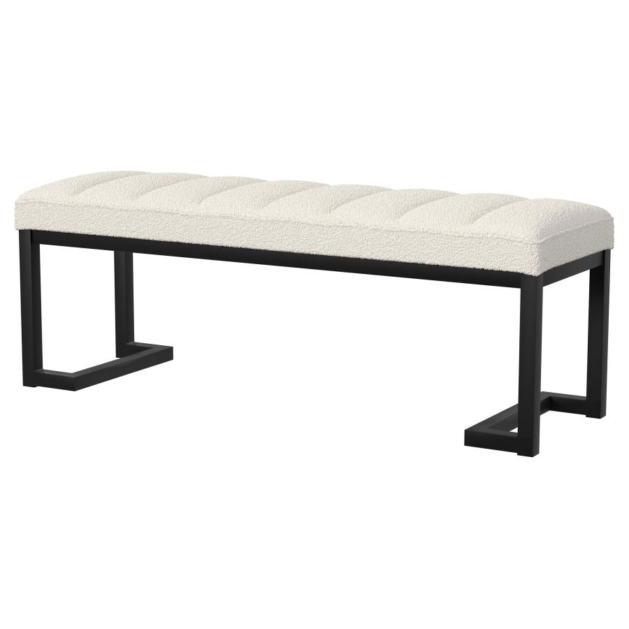Mesa Boucle Upholstered Tufted Accent Bench Vanilla - 907514