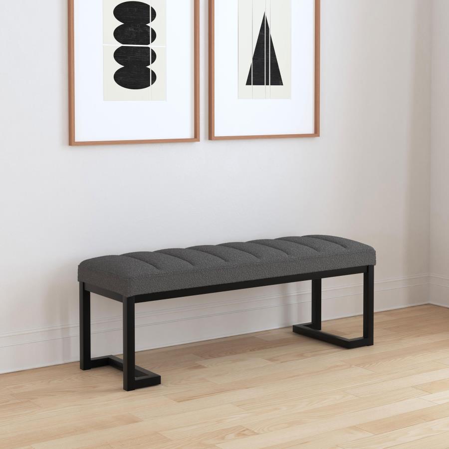 Mesa Boucle Upholstered Tufted Accent Bench Charcoal - 907516