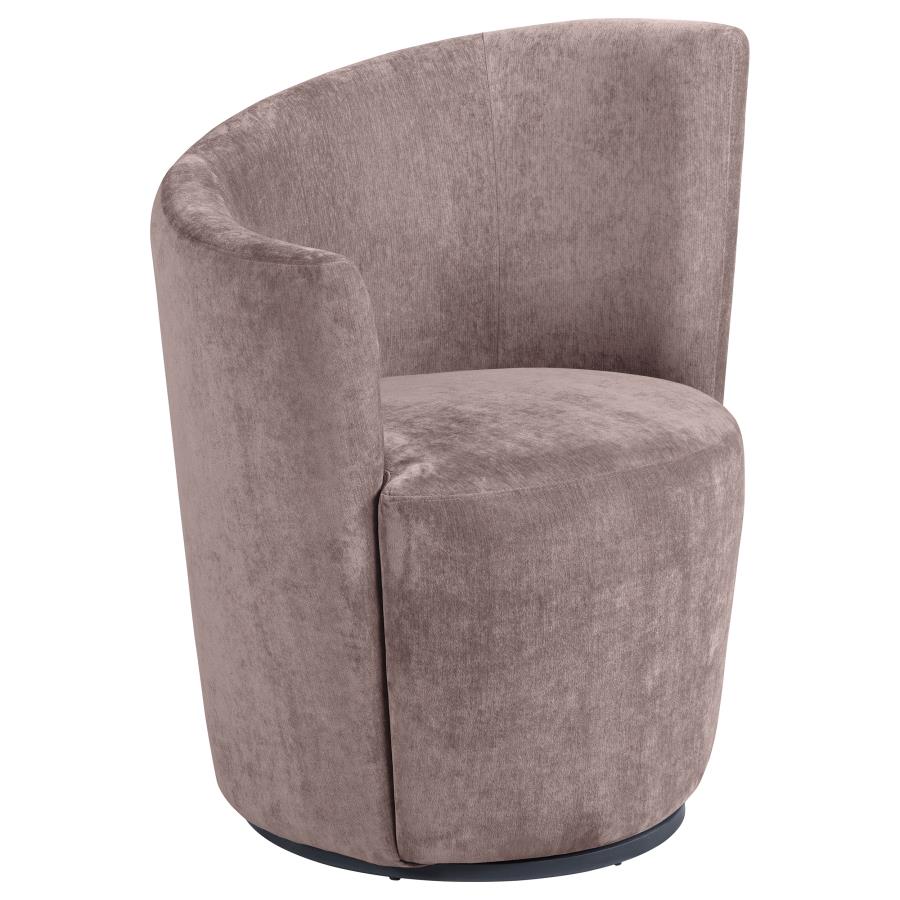 Nueva Upholstered Swivel Chair Curved Backrest Blush - 907528