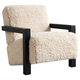 Fitzroy Faux Fur Upholstered Chair Solid Wood Arms Latte - 907533