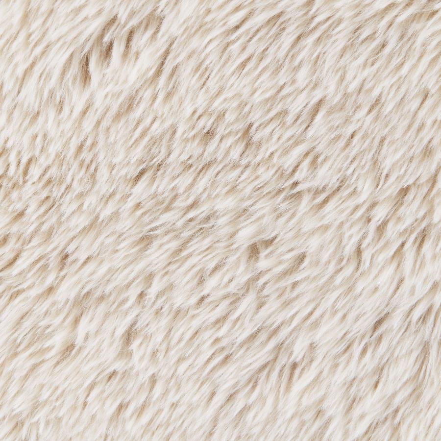 Fitzroy Faux Fur Upholstered Chair Solid Wood Arms Latte - 907533