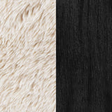 Fitzroy Faux Fur Upholstered Chair Solid Wood Arms Latte - 907533