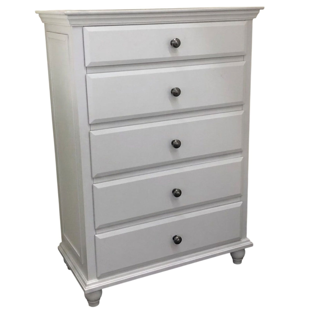 1 Piece Chest 5 Drawers Knob Handles Bedroom Furniture - White