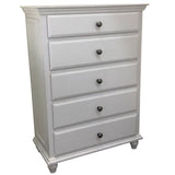 1 Piece Chest 5 Drawers Knob Handles Bedroom Furniture - White