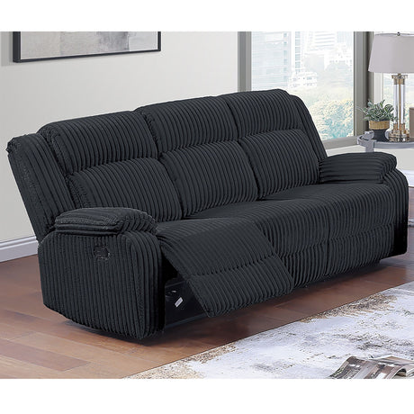 Motion Reclining Sofa With Seat And Adjustable Footrests For Living Room - Black
