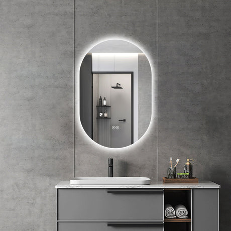 Smart Wall Mounted LED Touch Screen Mirror With Anti-Fog Function And Adjustable Lighting