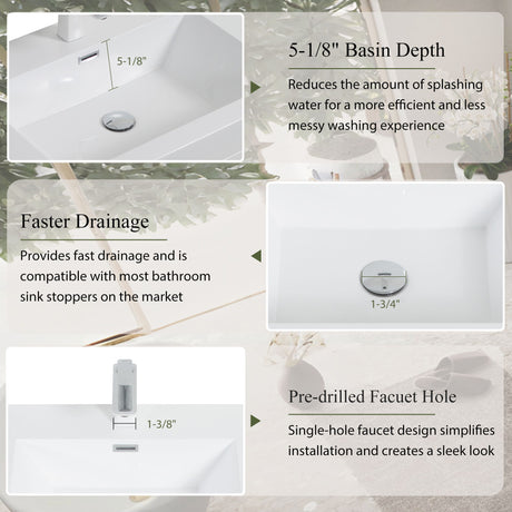 Bathin Freestanding Bathroom Vanity With Double Sinks, Bathroom Storage Vanity Cabinet With Stone Resin Countertop And Soft Close Drawers