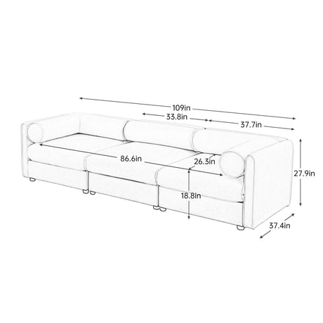 Stylish Sofa With Storage Seat And Cylindrical Backrest