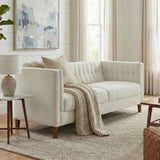 Modern 3 Seater Sofa, Upholstered Couch With Curved Armrests
