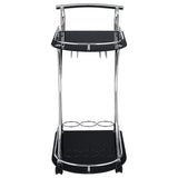 Elfman 2-tier Glass Shelf Metal Bar Cart Black and Chrome - 910001