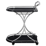 Elfman 2-tier Glass Shelf Metal Bar Cart Black and Chrome - 910001