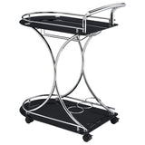 Elfman 2-tier Glass Shelf Metal Bar Cart Black and Chrome - 910001