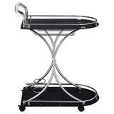 Elfman 2-tier Glass Shelf Metal Bar Cart Black and Chrome - 910001