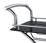 Elfman 2-tier Glass Shelf Metal Bar Cart Black and Chrome - 910001