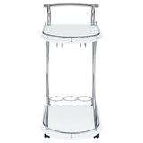 Elfman 2-tier Glass Shelf Metal Bar Cart White and Chrome - 910002