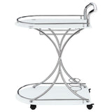 Elfman 2-tier Glass Shelf Metal Bar Cart White and Chrome - 910002