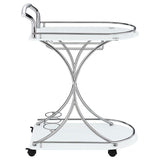 Elfman 2-tier Glass Shelf Metal Bar Cart White and Chrome - 910002
