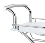 Elfman 2-tier Glass Shelf Metal Bar Cart White and Chrome - 910002