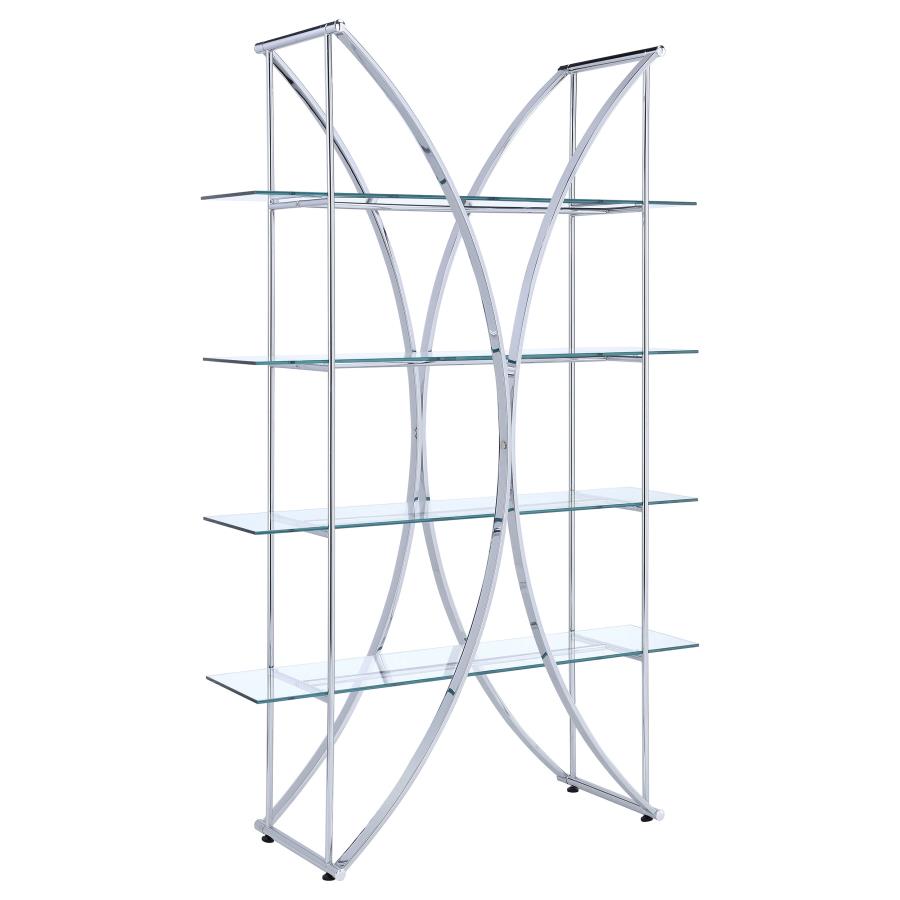 Larson 73-inch 4-shelf Glass Bookshelf Chrome - 910050