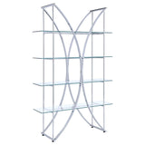 Larson 73-inch 4-shelf Glass Bookshelf Chrome - 910050