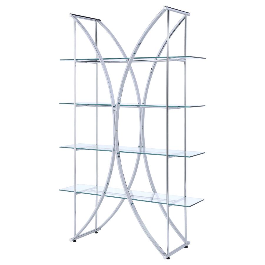 Larson 73-inch 4-shelf Glass Bookshelf Chrome - 910050