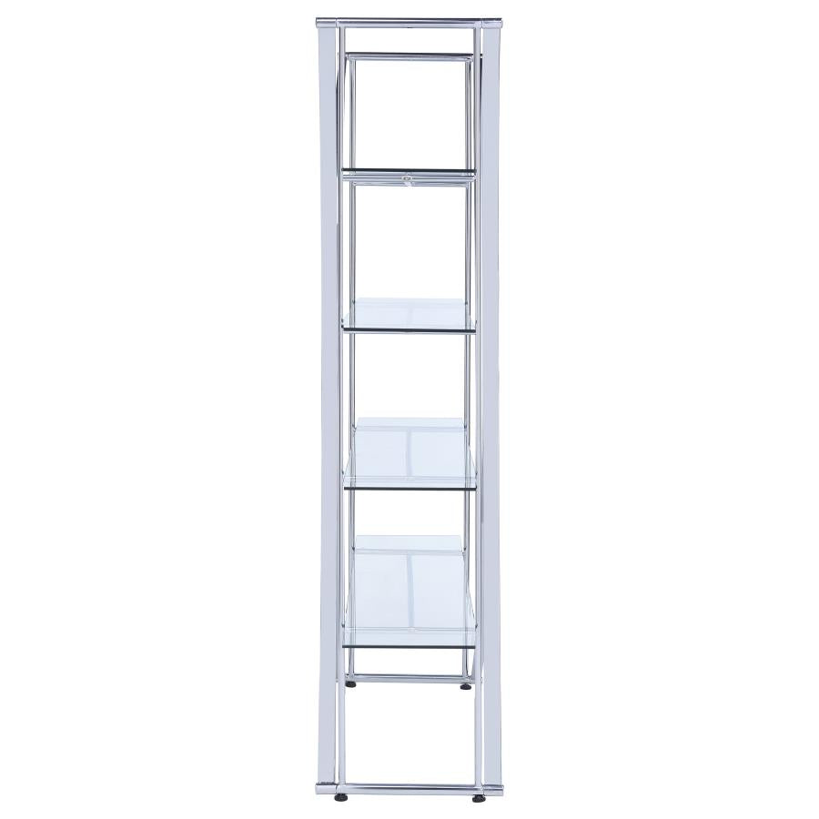 Larson 73-inch 4-shelf Glass Bookshelf Chrome - 910050